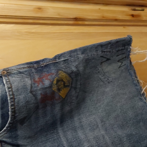 POLO RALPH LAUREN CUTT OFF BUTTON FLY VARSITY LOGO JEAN SHORTS SIZE 38 - Picture 3 of 8